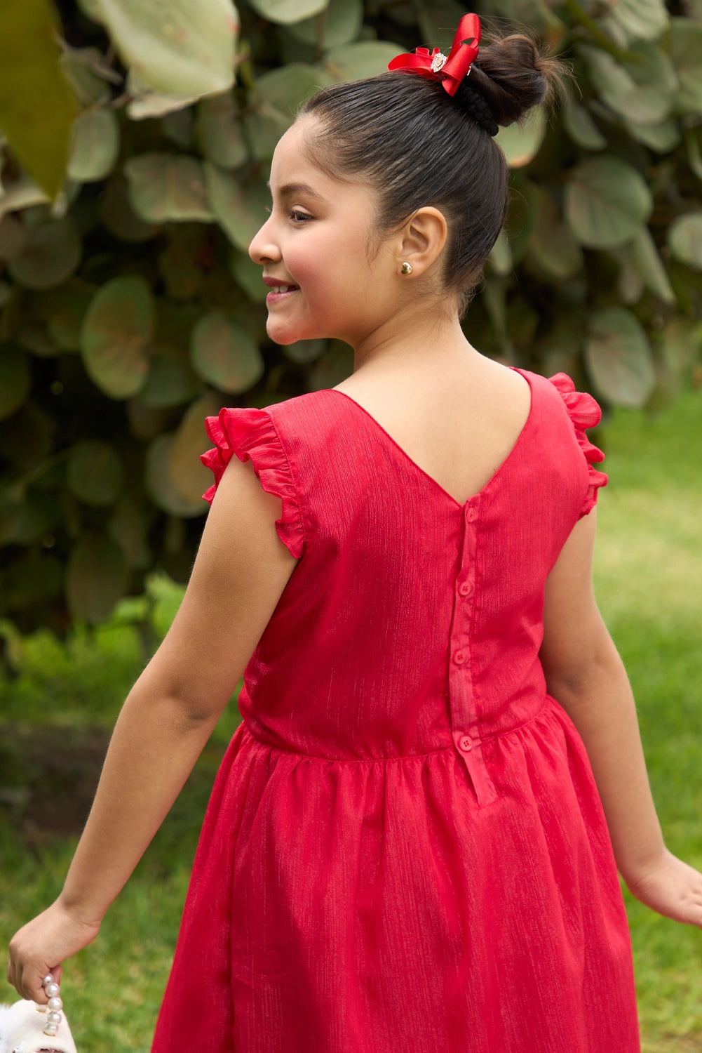Vestido de Gasa con Lazo al Centro para Niña