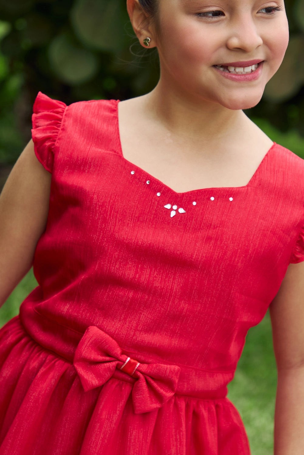 Vestido de Gasa con Lazo al Centro para Niña