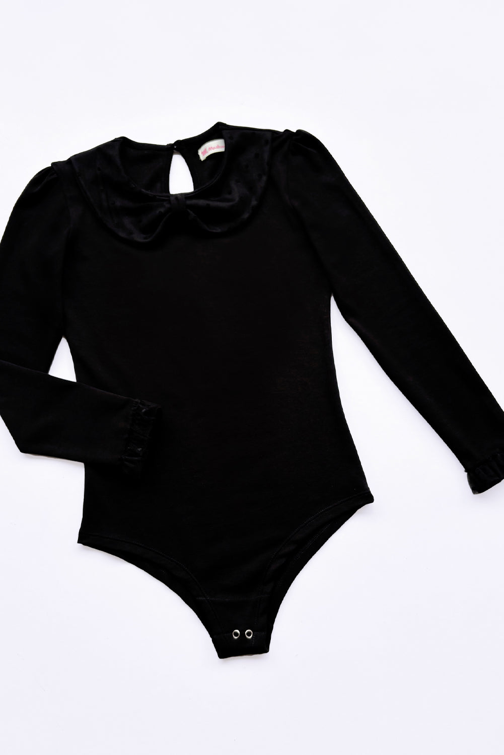 BODY CON TULL BORDADO EN CUELO BB Y PUÑOS
