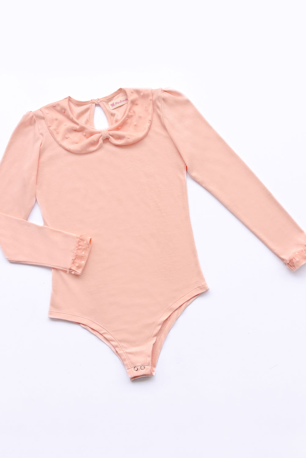 BODY CON TULL BORDADO EN CUELO BB Y PUÑOS - BDNA0148