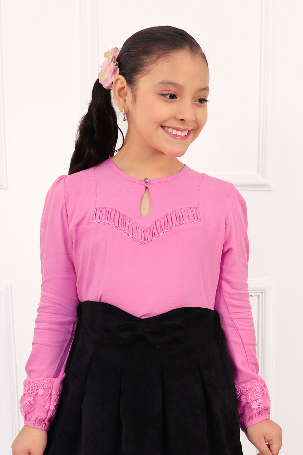 BLUSA PIEZAS RECOGIDAS EN CANESU CORTE CORAZON Y MANGAS ABULLONADAS - BLNA0293