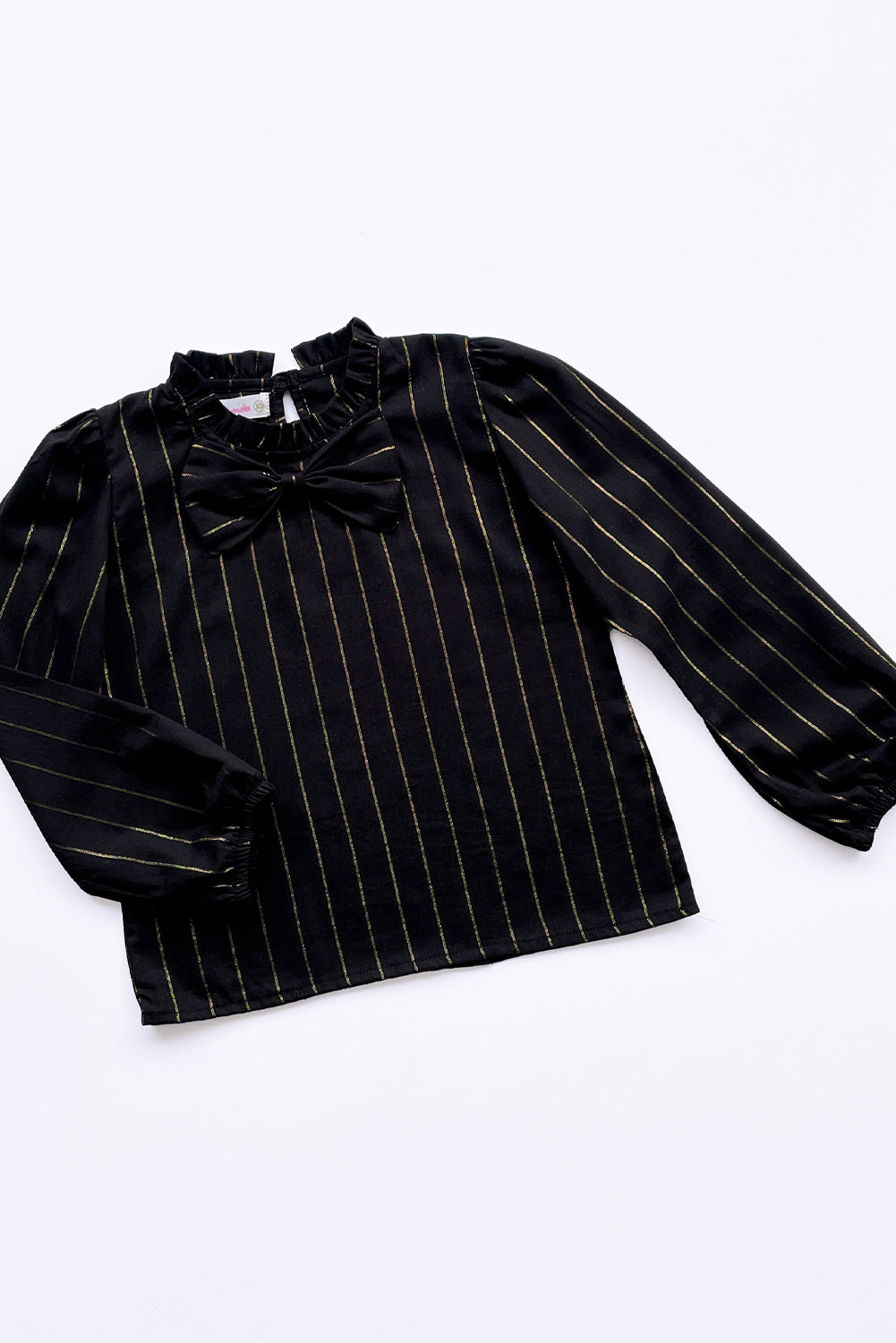 BLUSA DE RAYON LUREX CON PIEZA RECOGIDA EN CUELLO Y LAZO AL FRENTE