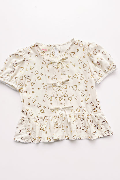 Blusa manga corta con Lazitos en delantero y bello faldon recogido