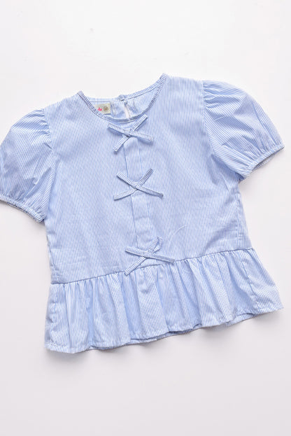 Blusa manga corta con Lazitos en delantero y bello faldon recogido