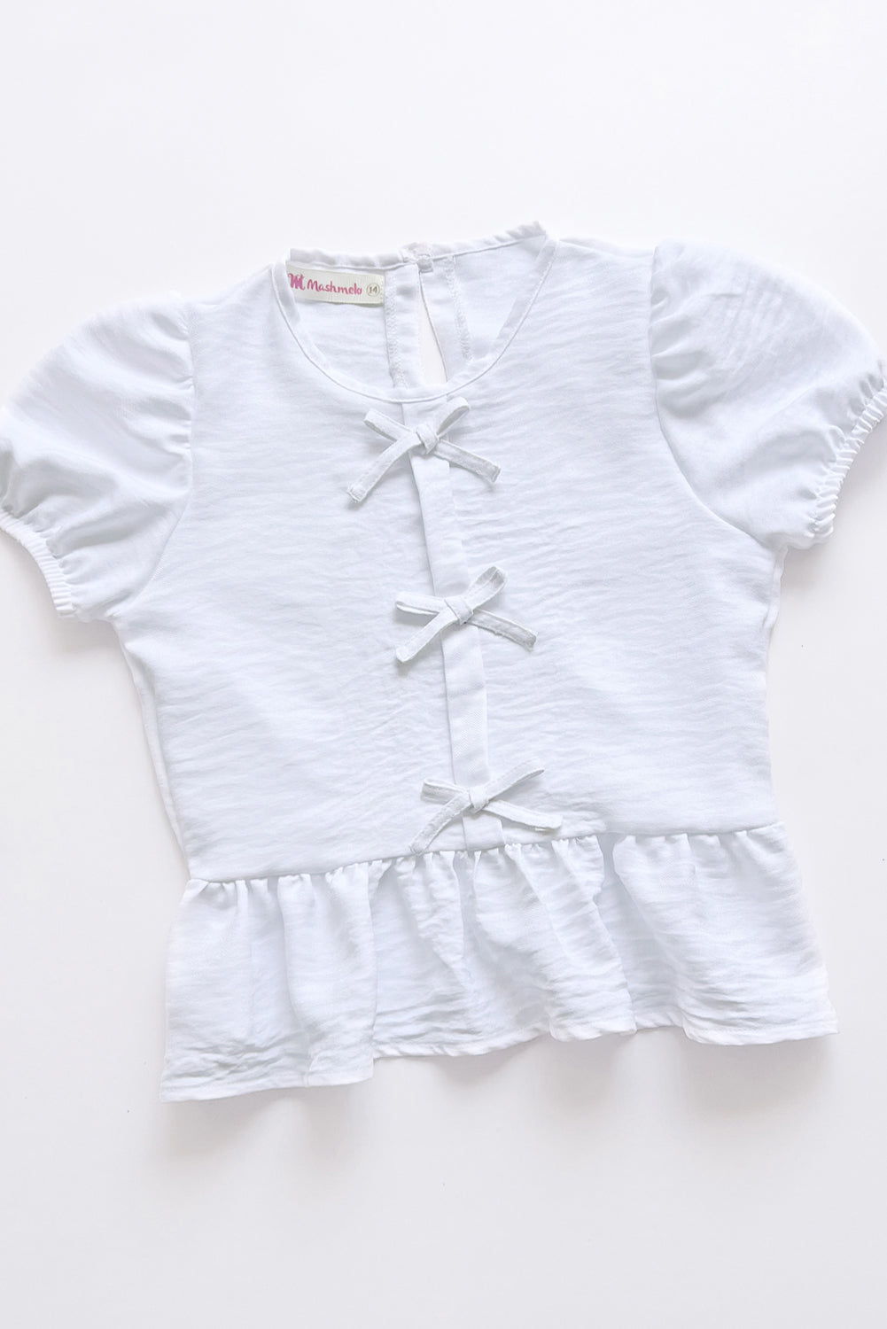 Blusa manga corta con Lazitos y bello faldon recogido