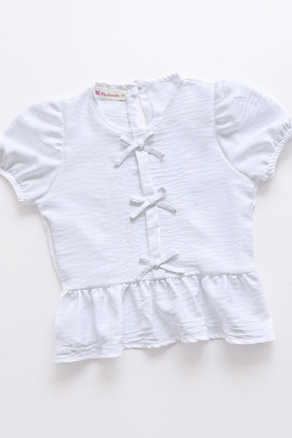 Blusa manga corta con Lazitos y bello faldon recogido