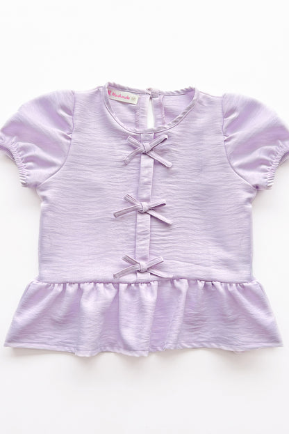 Blusa manga corta con Lazitos y bello faldon recogido