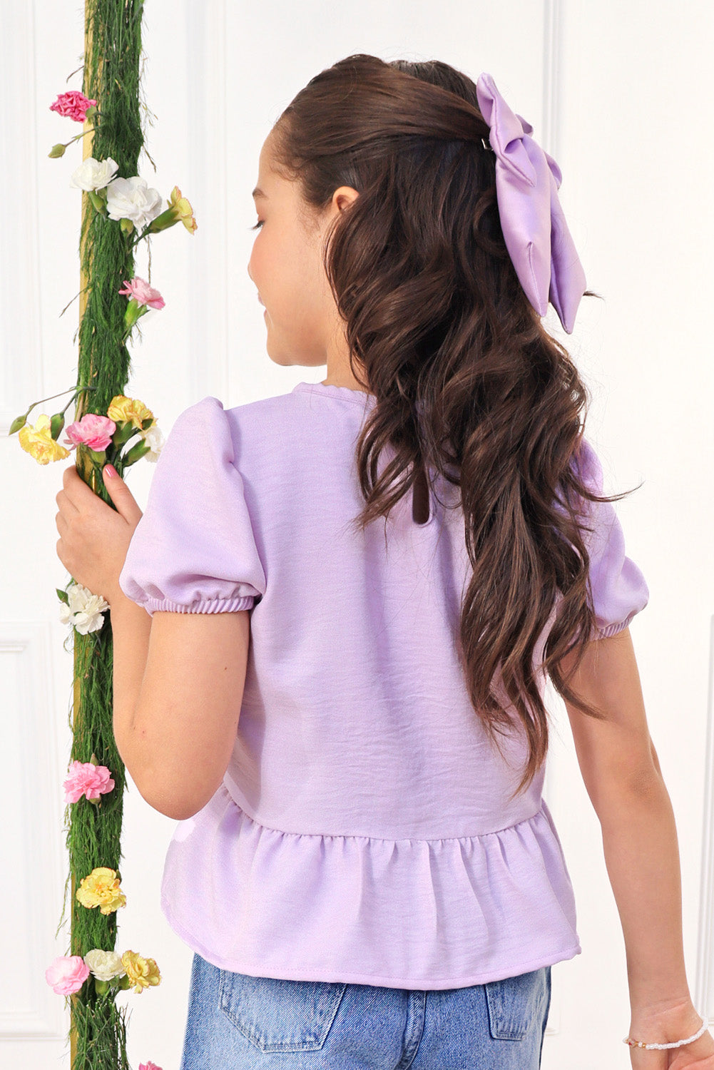 Blusa manga corta con Lazitos y bello faldon recogido