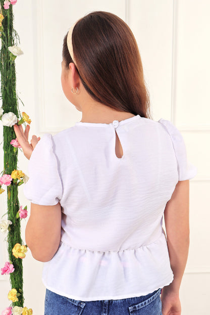 Blusa manga corta con Lazitos y bello faldon recogido