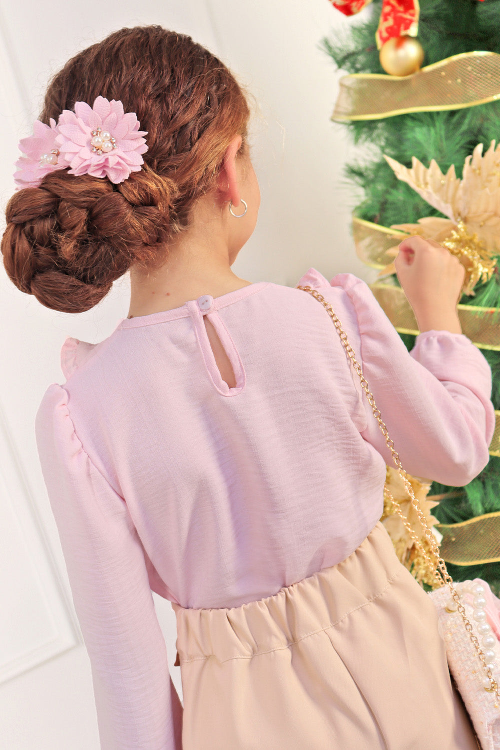 Blusa con Cuello Peter Pan y Manga Abullonada