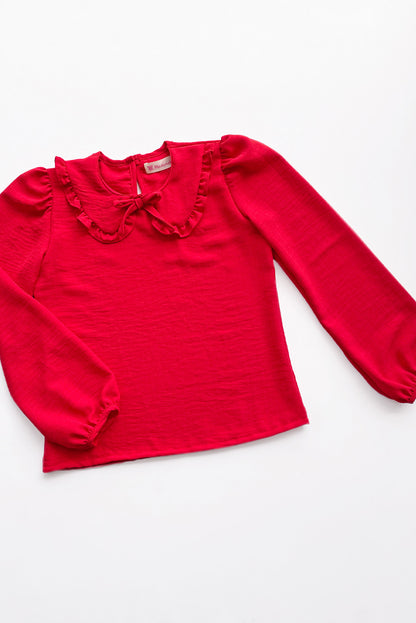 Blusa con Cuello Peter Pan y Manga Abullonada
