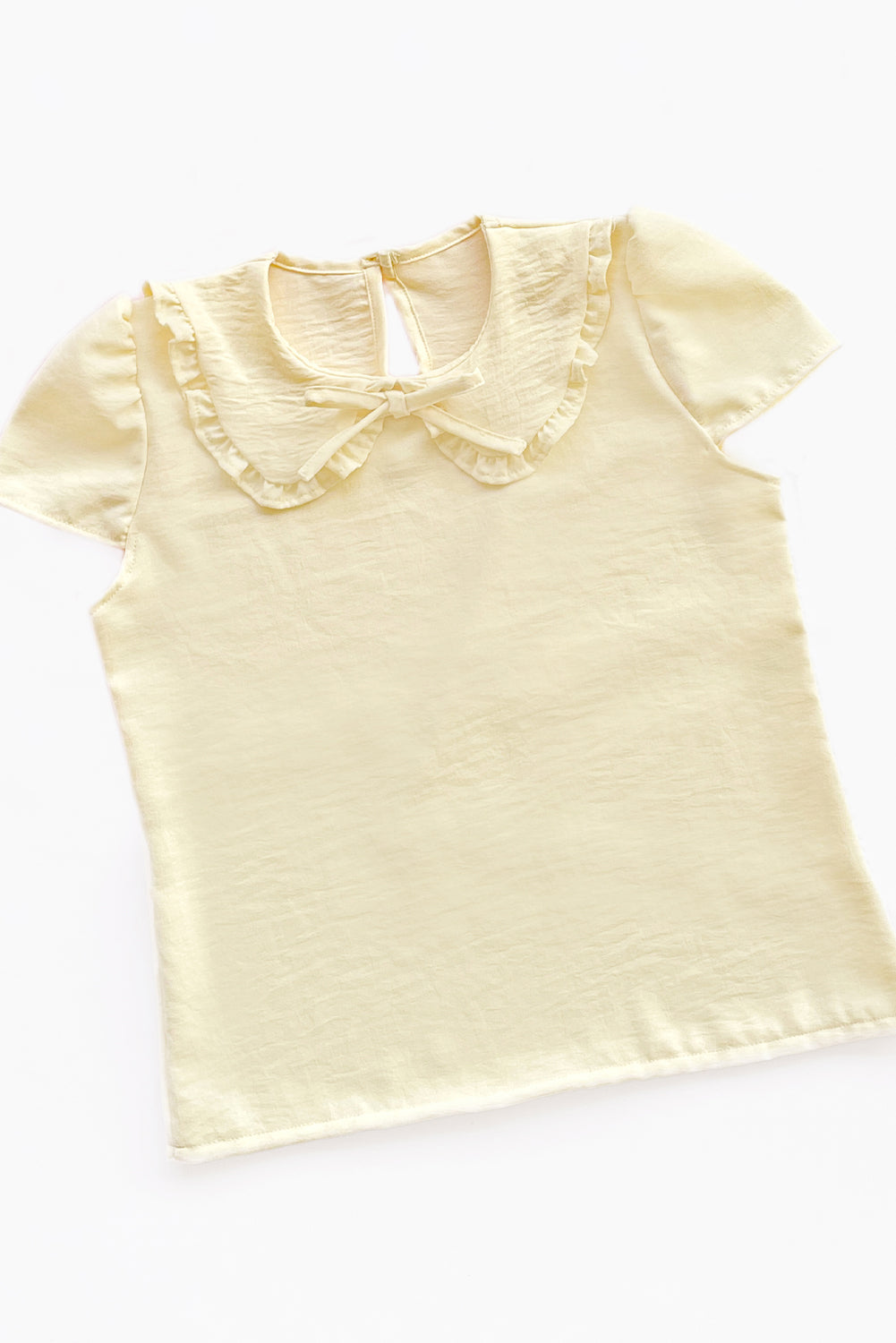 Blusa con Cuello Peter Pan y Manga Corta Abullonada
