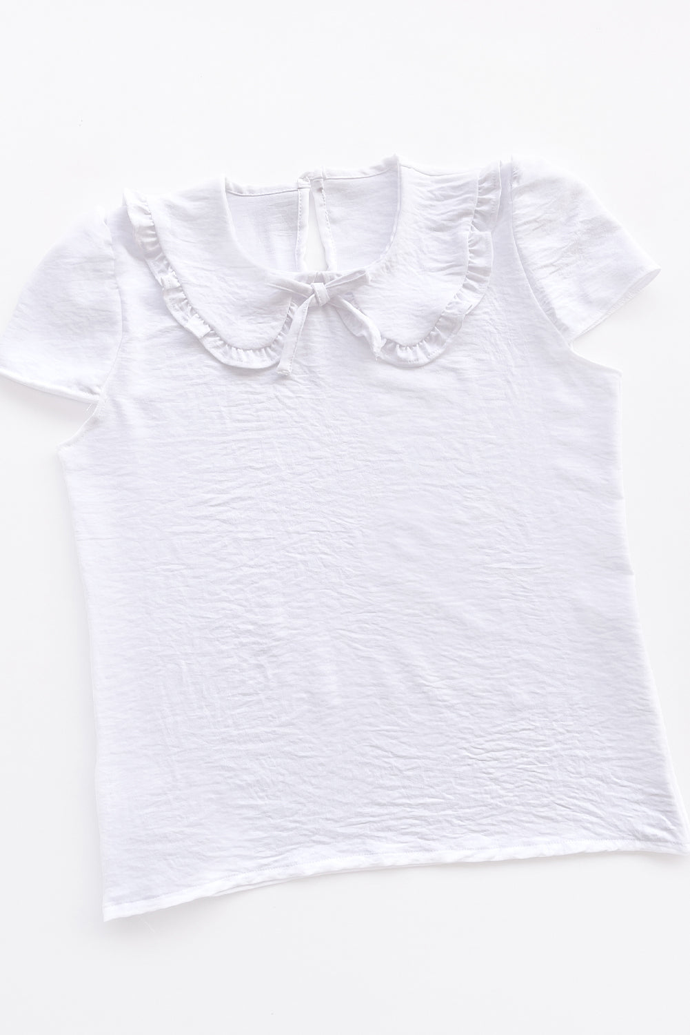 Blusa con Cuello Peter Pan y Manga Corta Abullonada