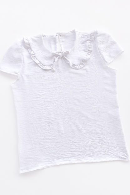 Blusa con Cuello Peter Pan y Manga Corta Abullonada