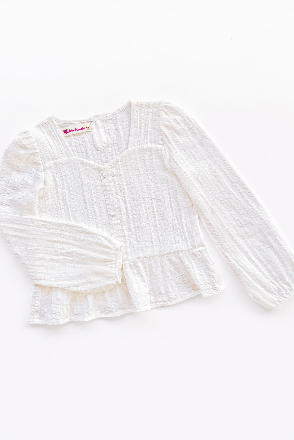 Blusa de Manga Larga con Peplum y Botones