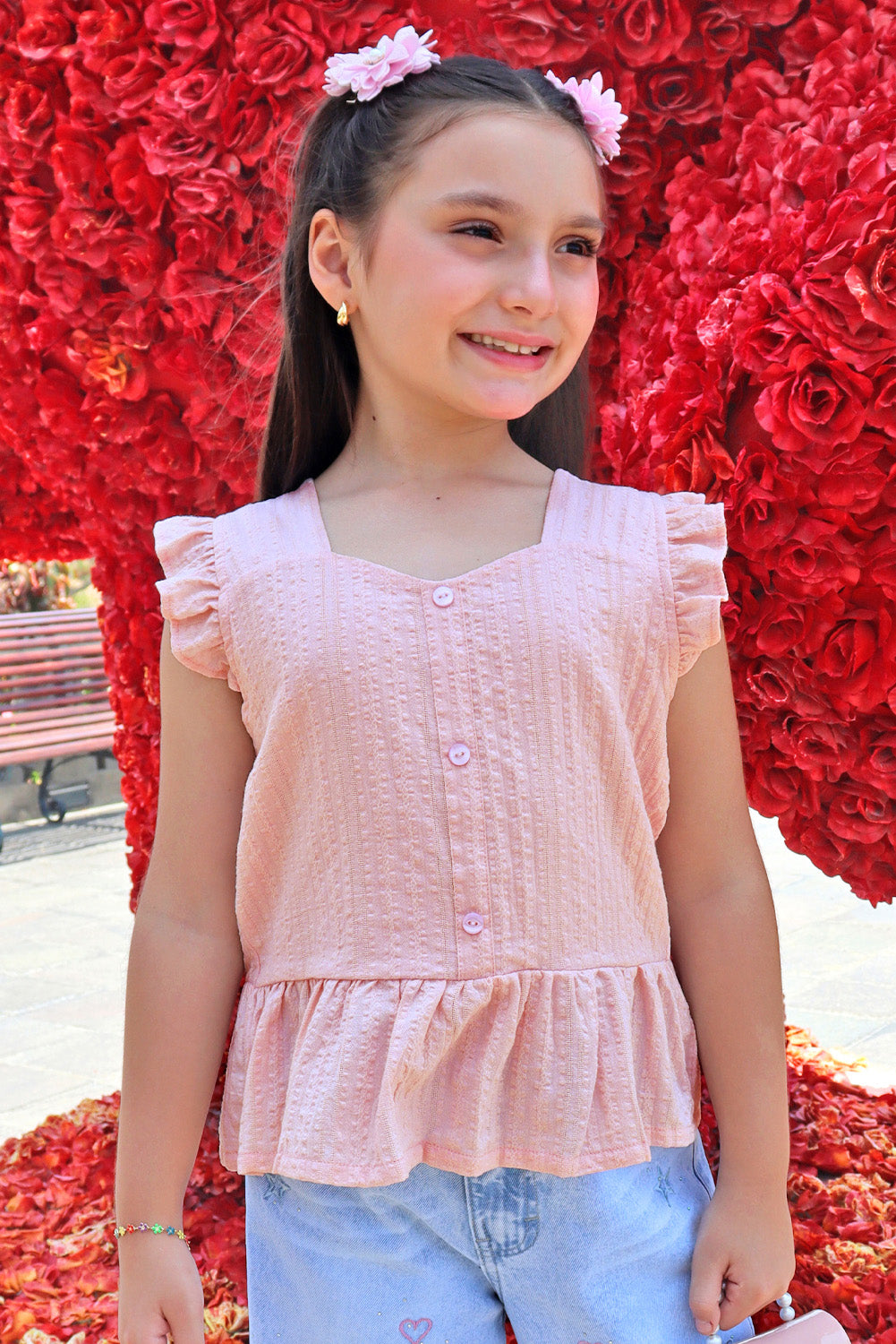 Blusa  con Escote Corazón y Faldón
