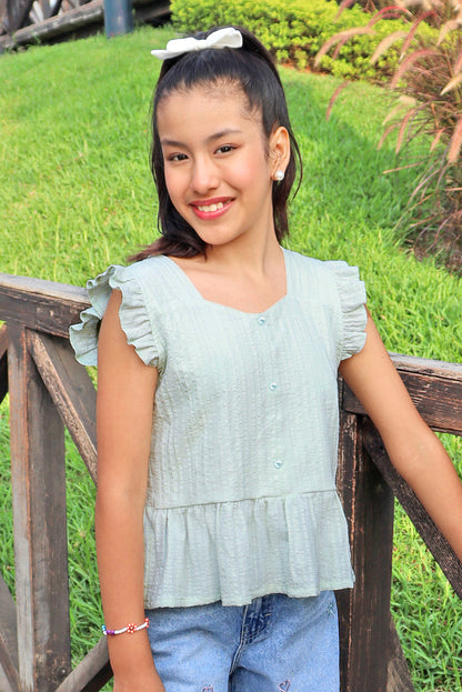 Blusa  con Escote Corazón y Faldón