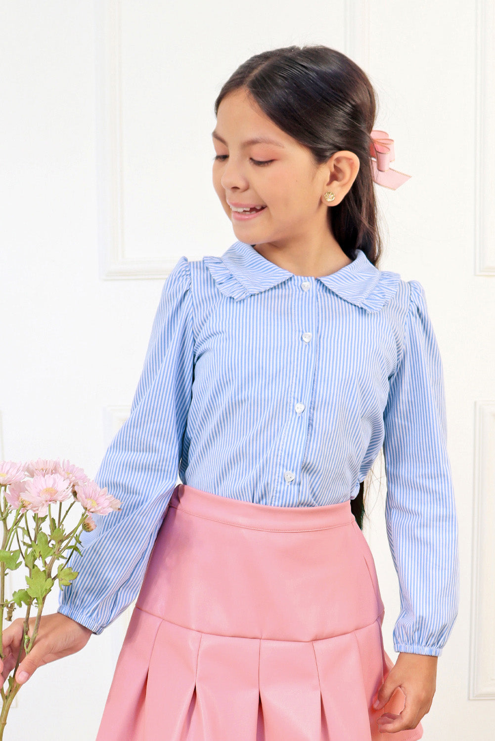 Blusa Listada Cuello Camisero