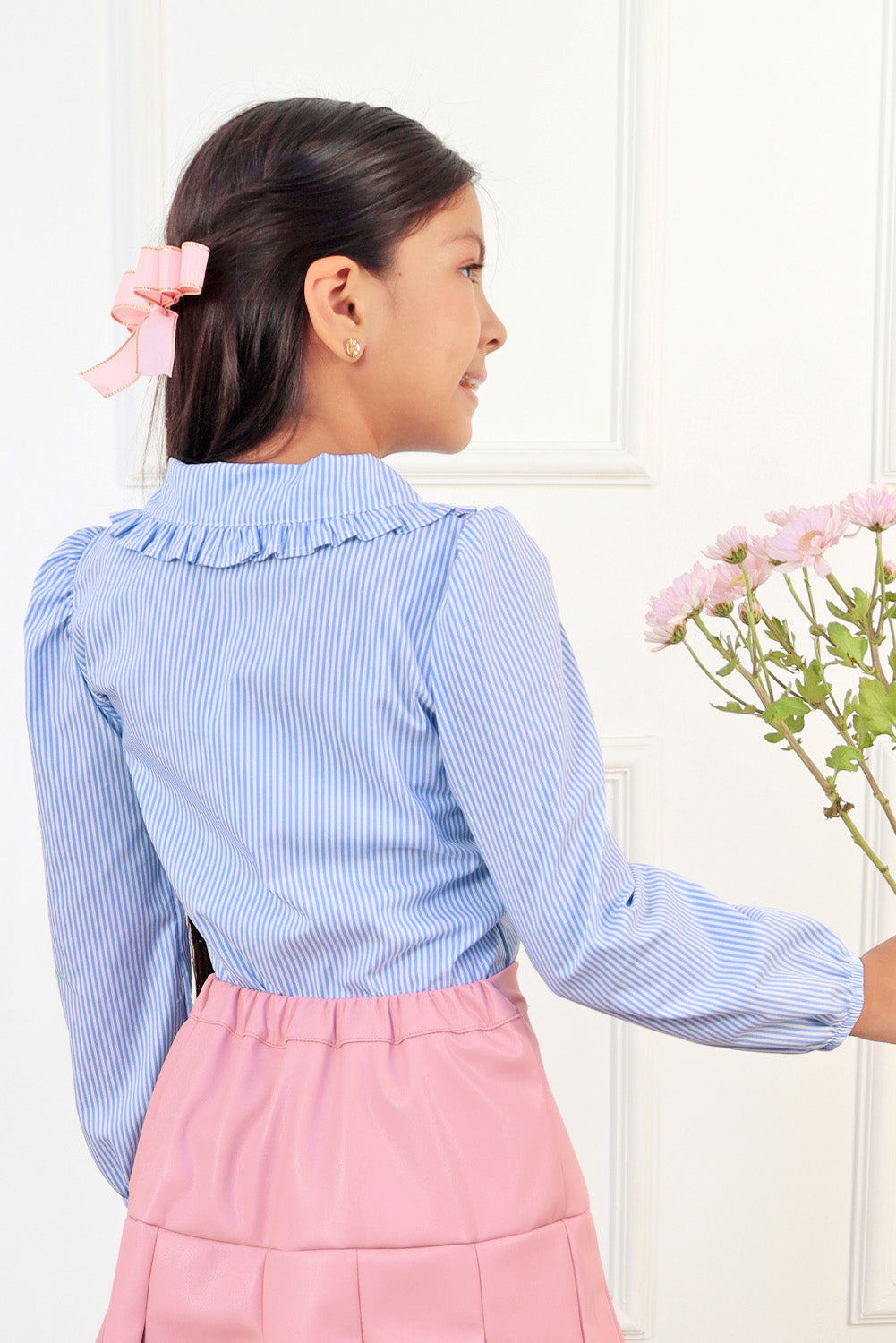 Blusa Listada Cuello Camisero