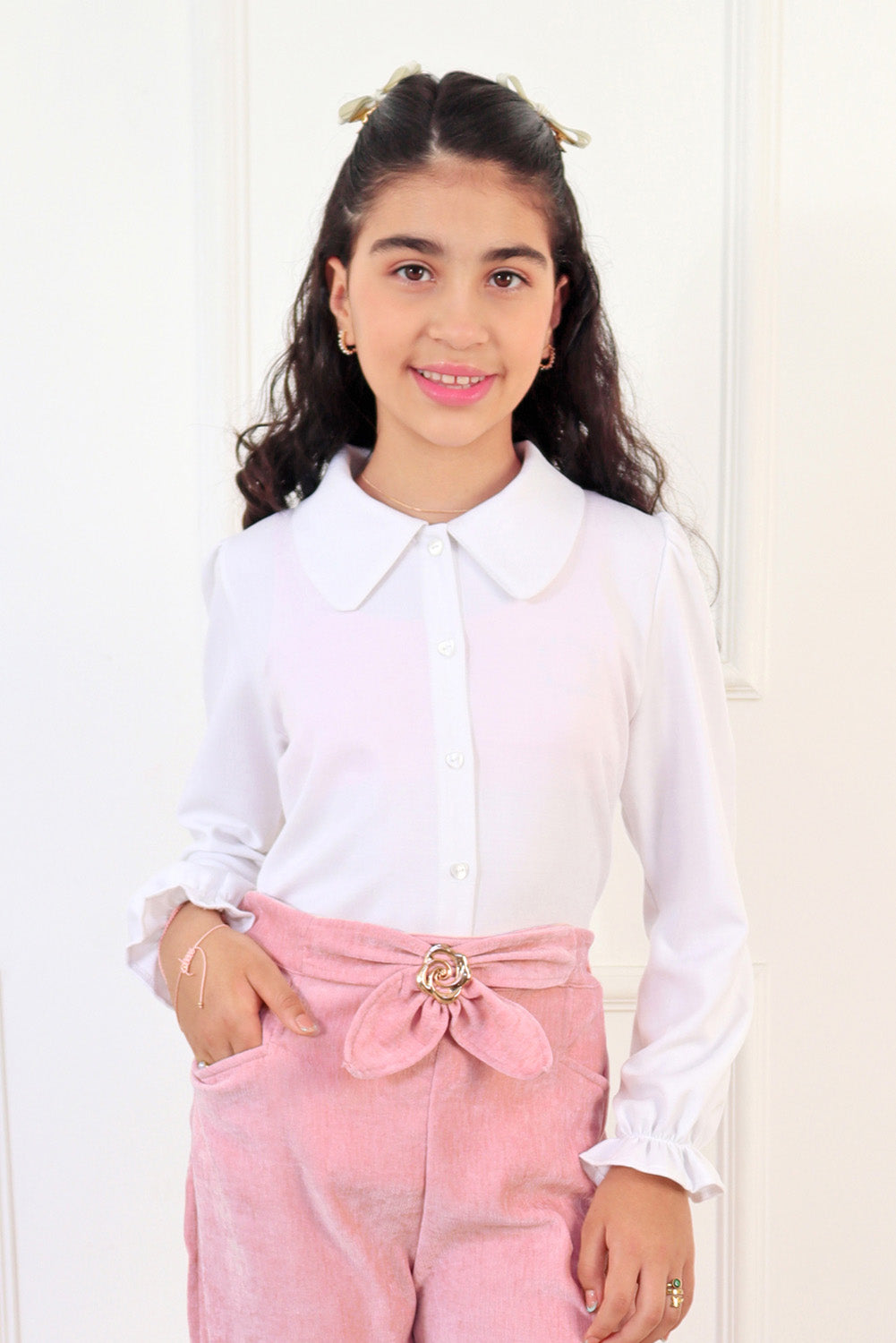 Blusa Boho con Cuello Camisero