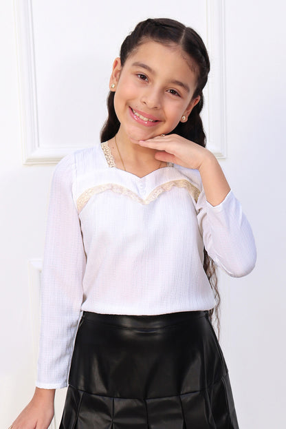 Blusa Labrada con Encaje