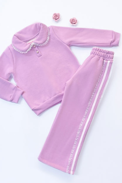 Set de 2 piezas con estilo cuello peter pan y greca