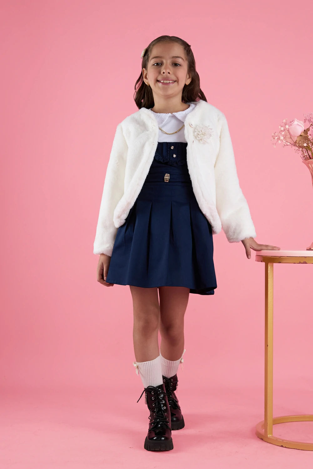 Chaqueta Crop de Peluche para Niña