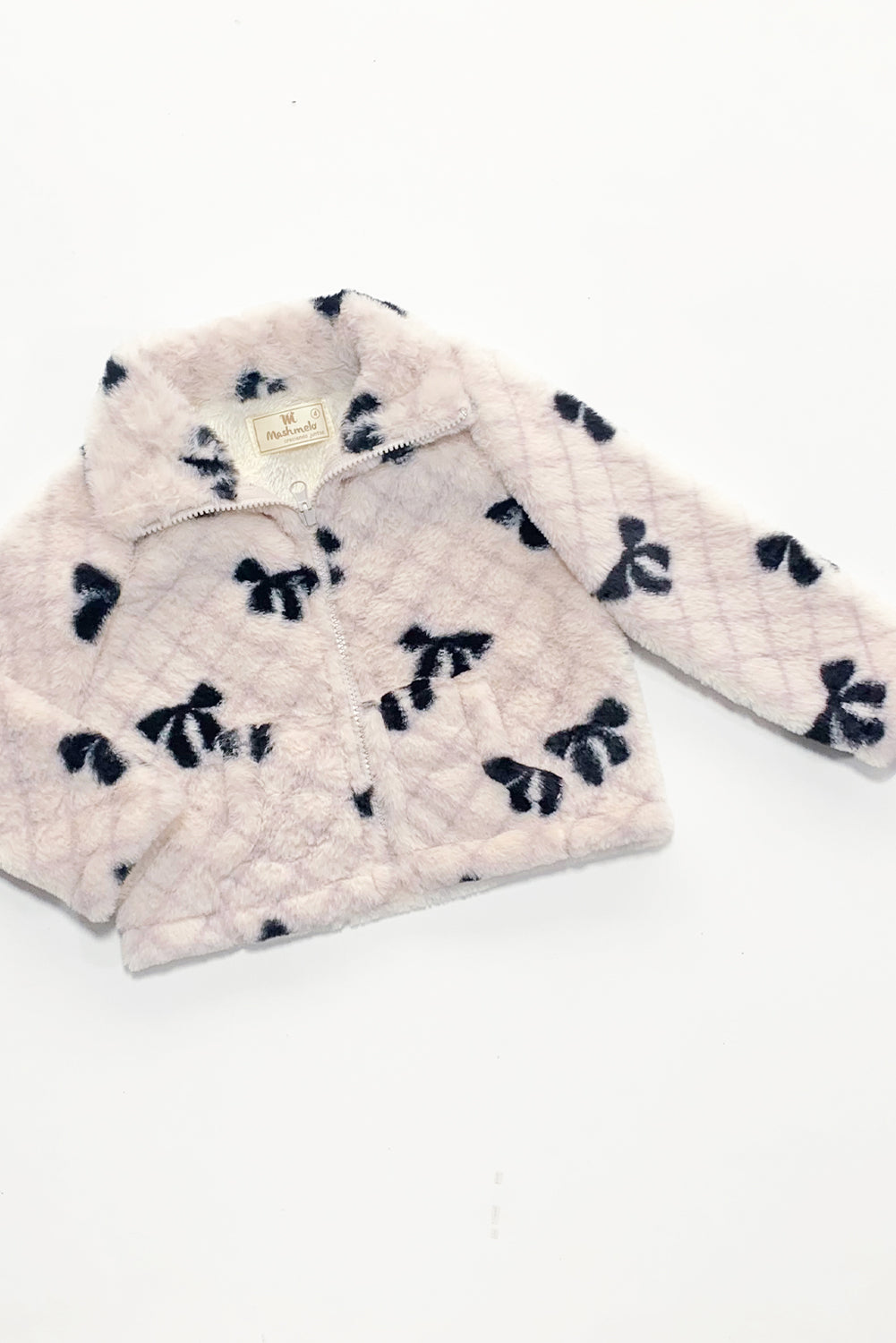CHAQUETA DE PELUCHE ESTAMPADO CON CIERRE Y CUELLO ALTO
