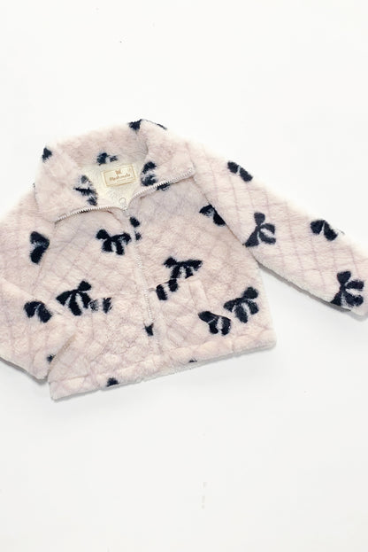 CHAQUETA DE PELUCHE ESTAMPADO CON CIERRE Y CUELLO ALTO