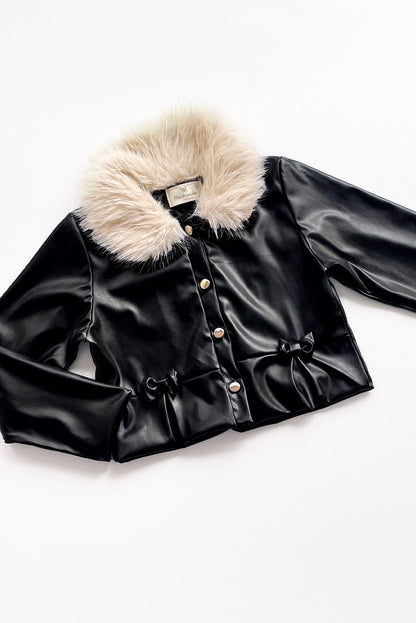 Chaqueta de Cuerina Cuello de Peluche