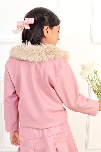 Chaqueta de Cuerina Cuello de Peluche