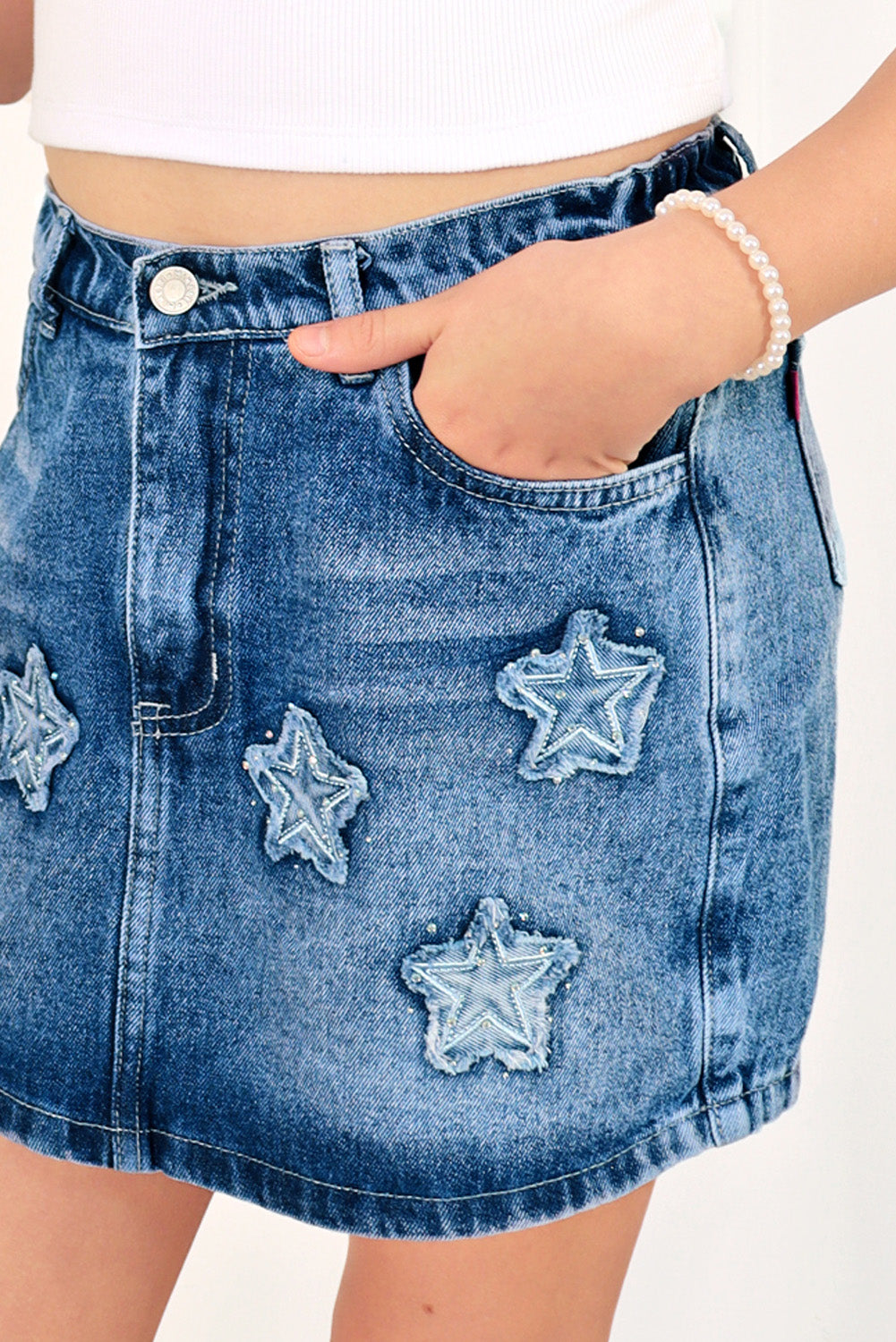 Falda Short con Parche de Estrellas
