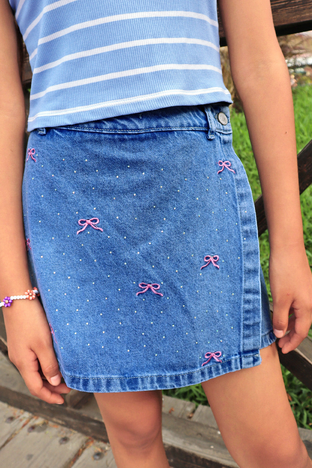 Falda Short con Lazos Rosados