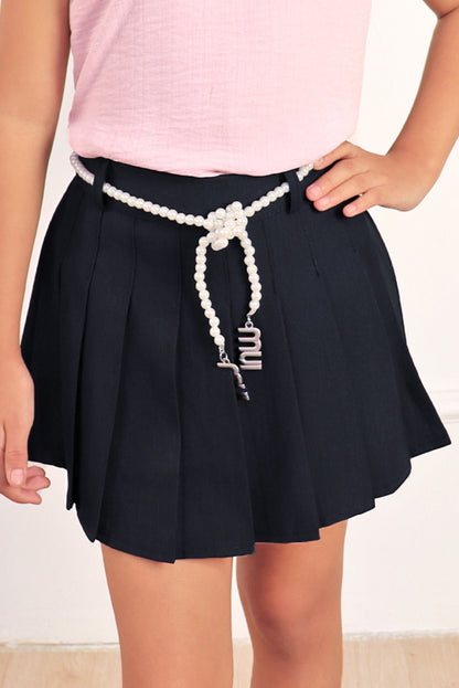 Falda Short Tableada con Correa de Perlas