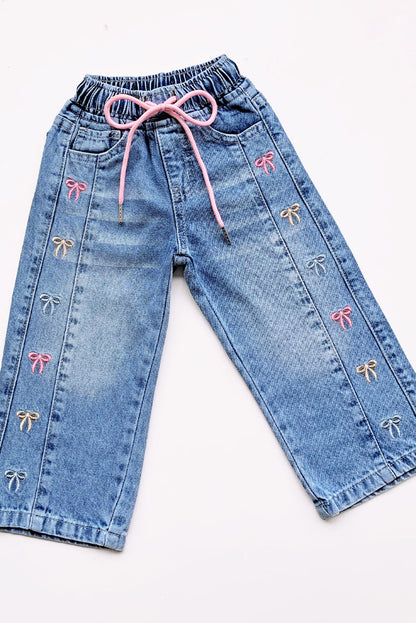 Pantalón Jean con Lazos Bordados