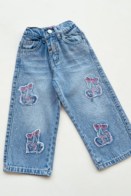 Pantalón Jean con Parche de Cerezas