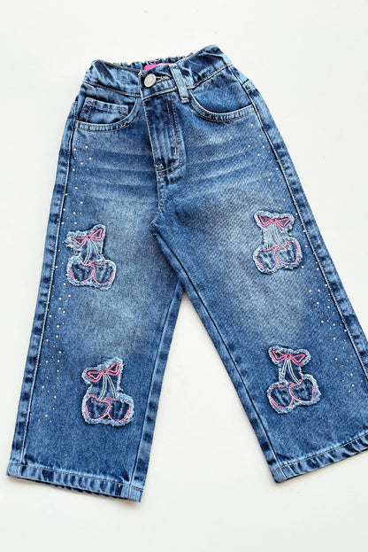Pantalón Jean con Parche de Cerezas
