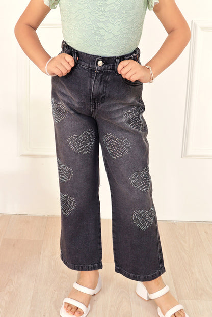 Pantalón Jean con Corazón de Pedrería