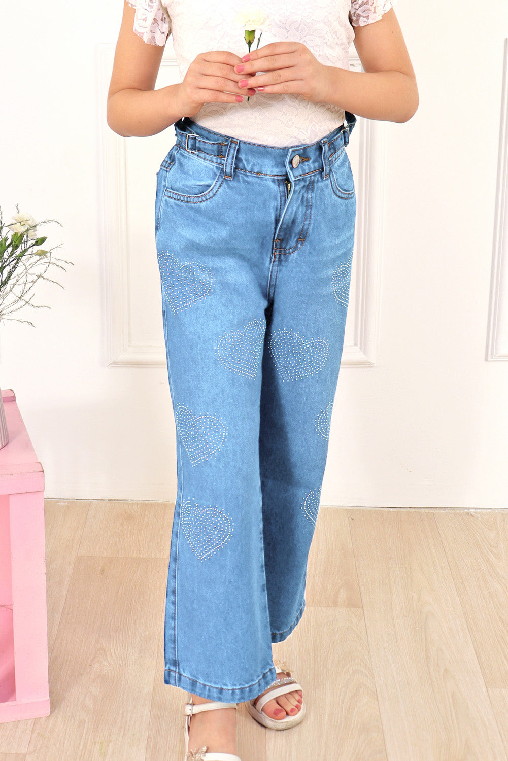 Pantalón Jean con Corazón de Pedrería