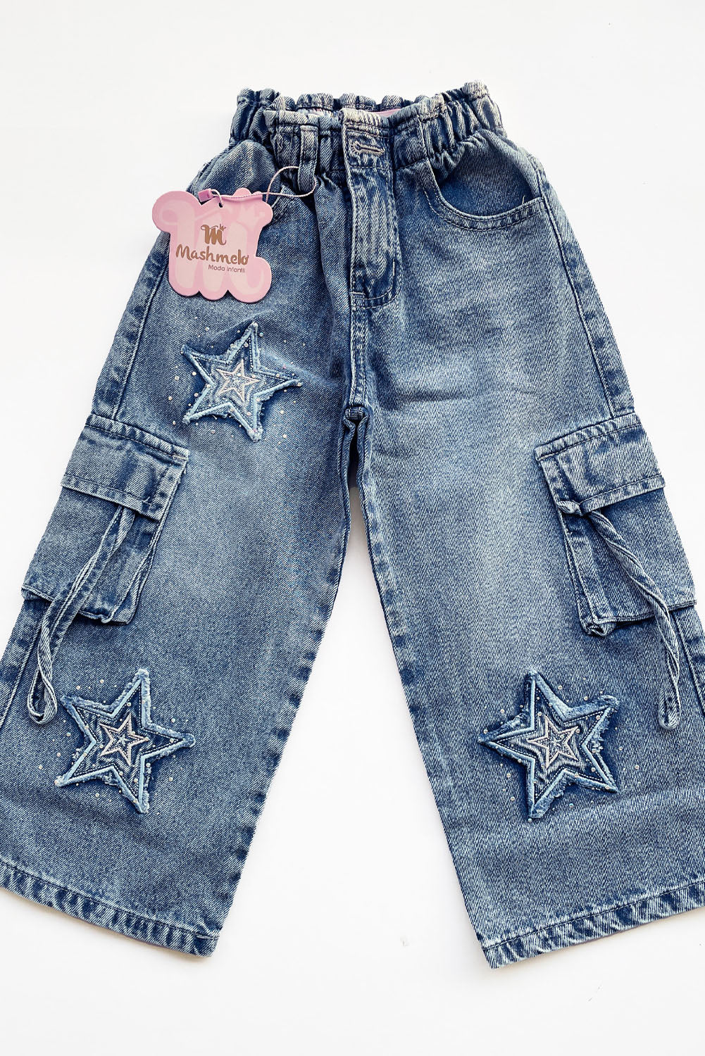 Pantalón Jean con Bordado de Estrellas y Pedrería