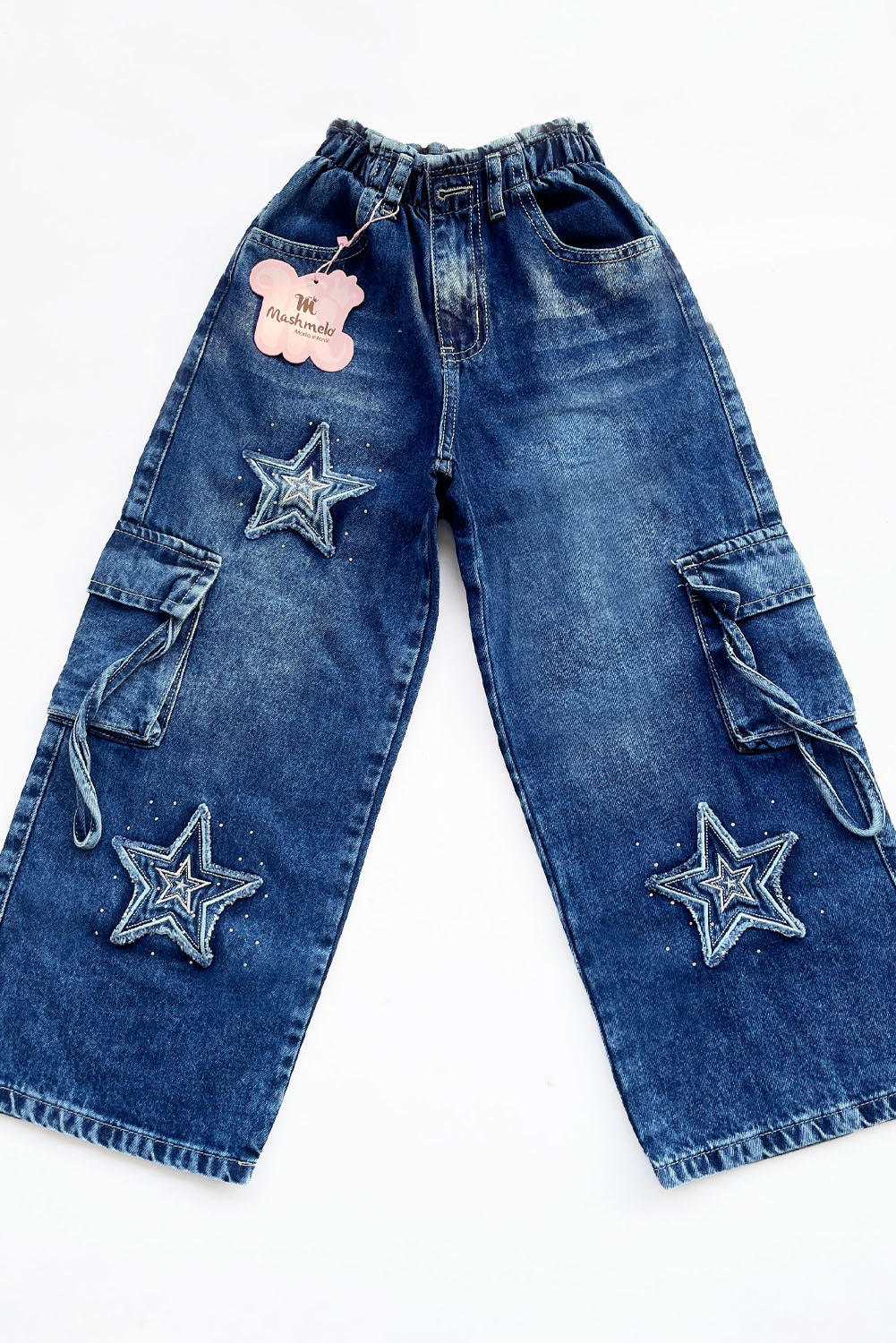 Pantalón Jean con Bordado de Estrellas y Pedrería