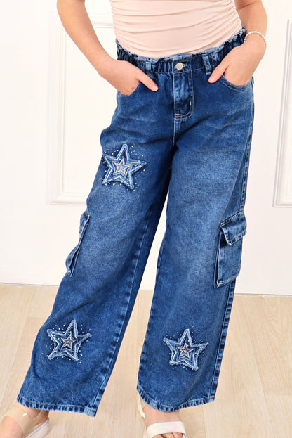 Pantalón Jean con Bordado de Estrellas y Pedrería