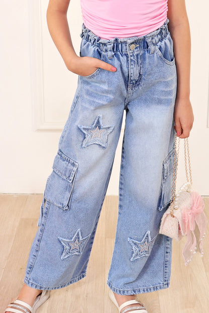 Pantalón Jean con Bordado de Estrellas y Pedrería
