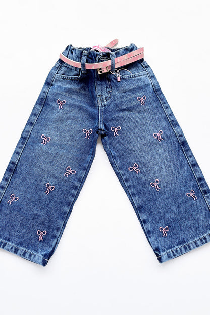 Pantalón Jean con Bordado de Lazos