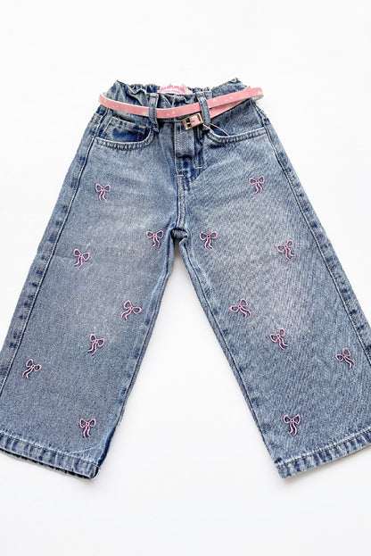 Pantalón Jean con Bordado de Lazos