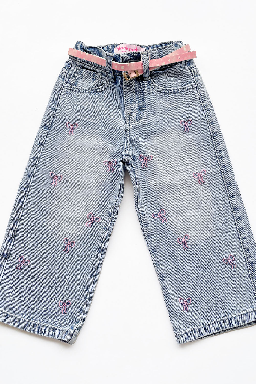 Pantalón Jean con Bordado de Lazos