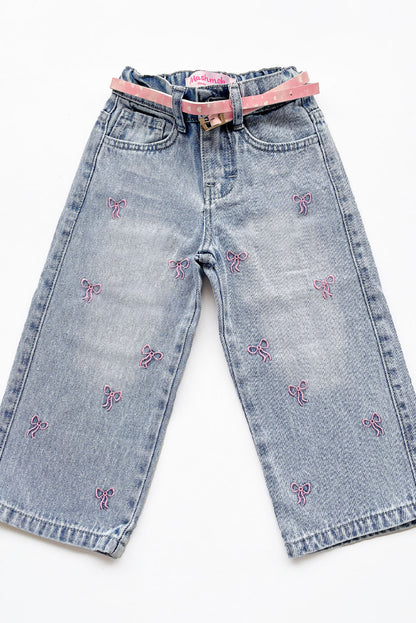 Pantalón Jean con Bordado de Lazos