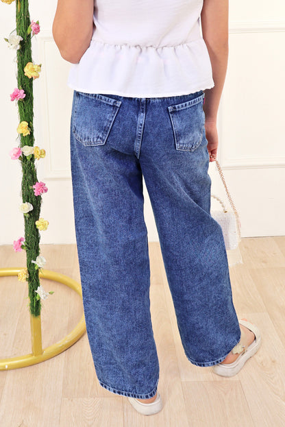 Pantalón Jean con Bordado de Lazos