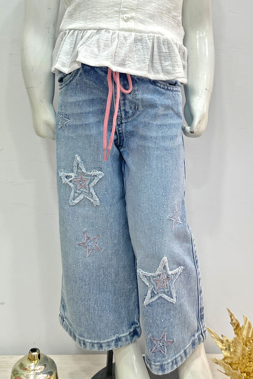 Pantalón Jean Bordado de Estrellas