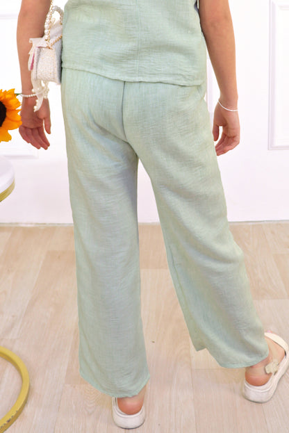 Conjunto de 3 piezas Bividi, Chaleco y Pantalon Acampanado de Lino